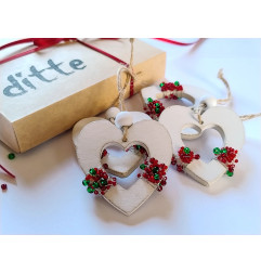 Wooden heart with beads