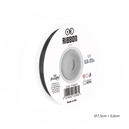 Satin ribbon black 6mm, 23m