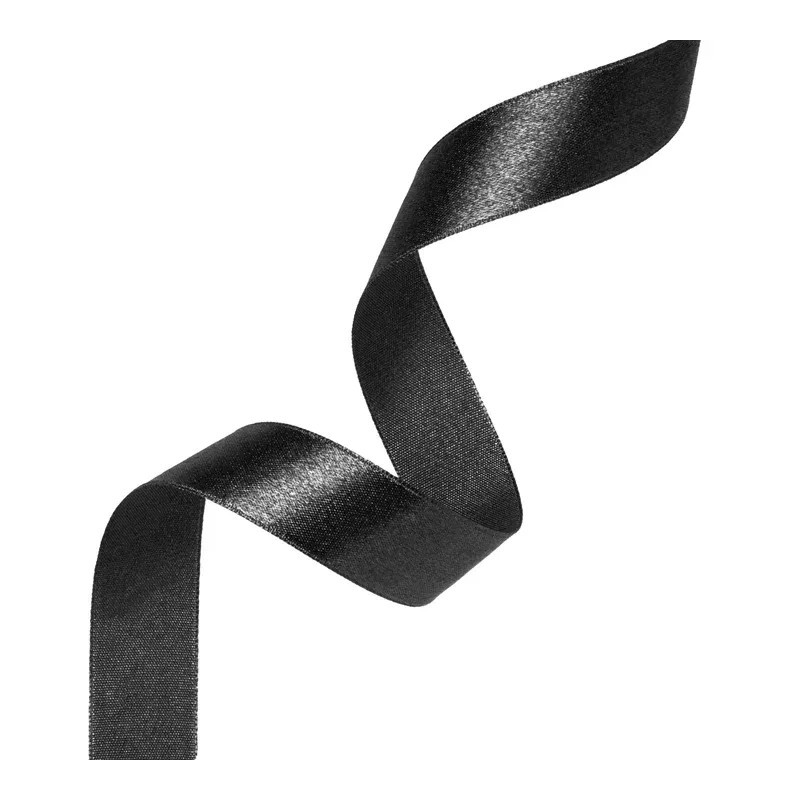 Satin ribbon black 12mm, 23m satina-lente-melna-1
