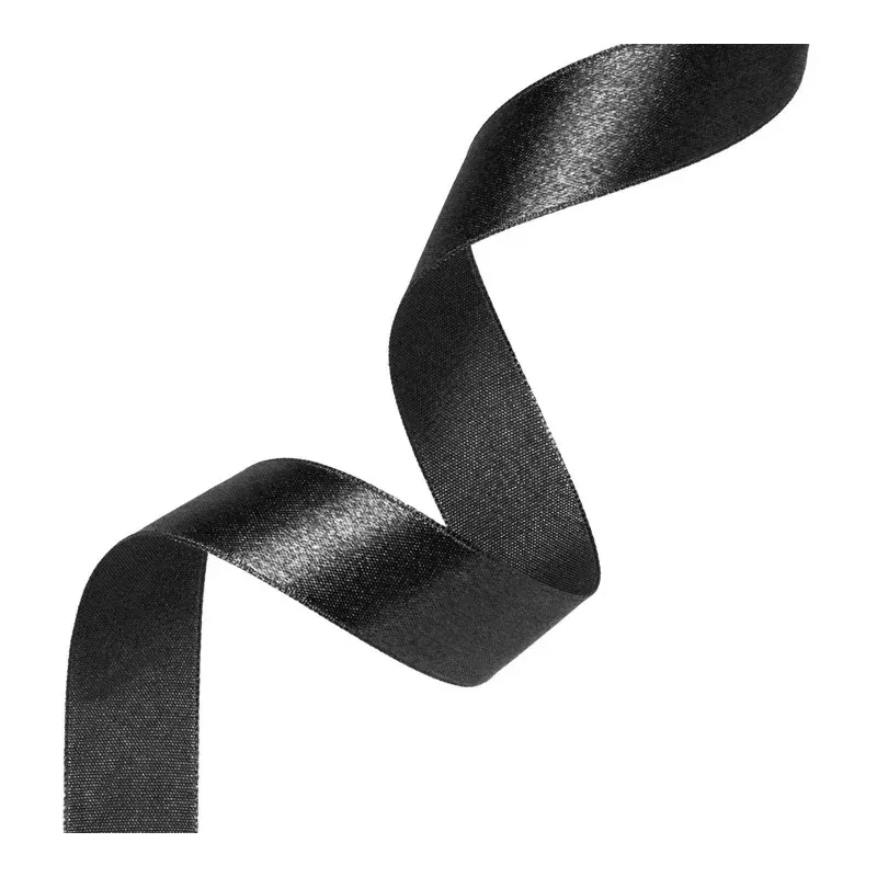 Satin ribbon black 25mm, 23m satina-lente-melna-25mm-23cm-partypal-146545