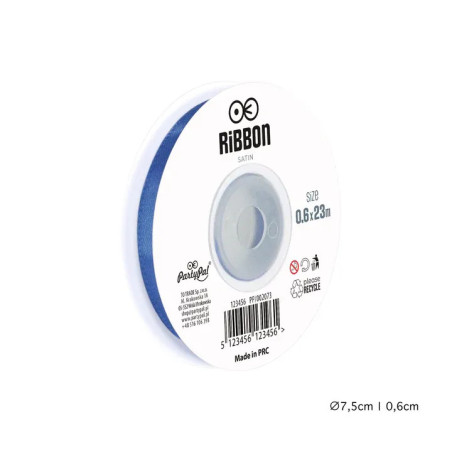 Satin ribbon blue 6mm, 23m