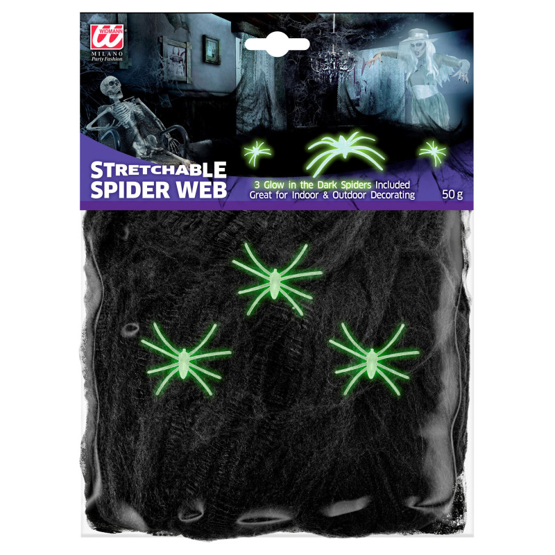 Zirnekļu tīkls ar 3 zirnekļiem, 50 g zirneklu-tikls-ar-3-zirnekliem-50-g-widmann-54011