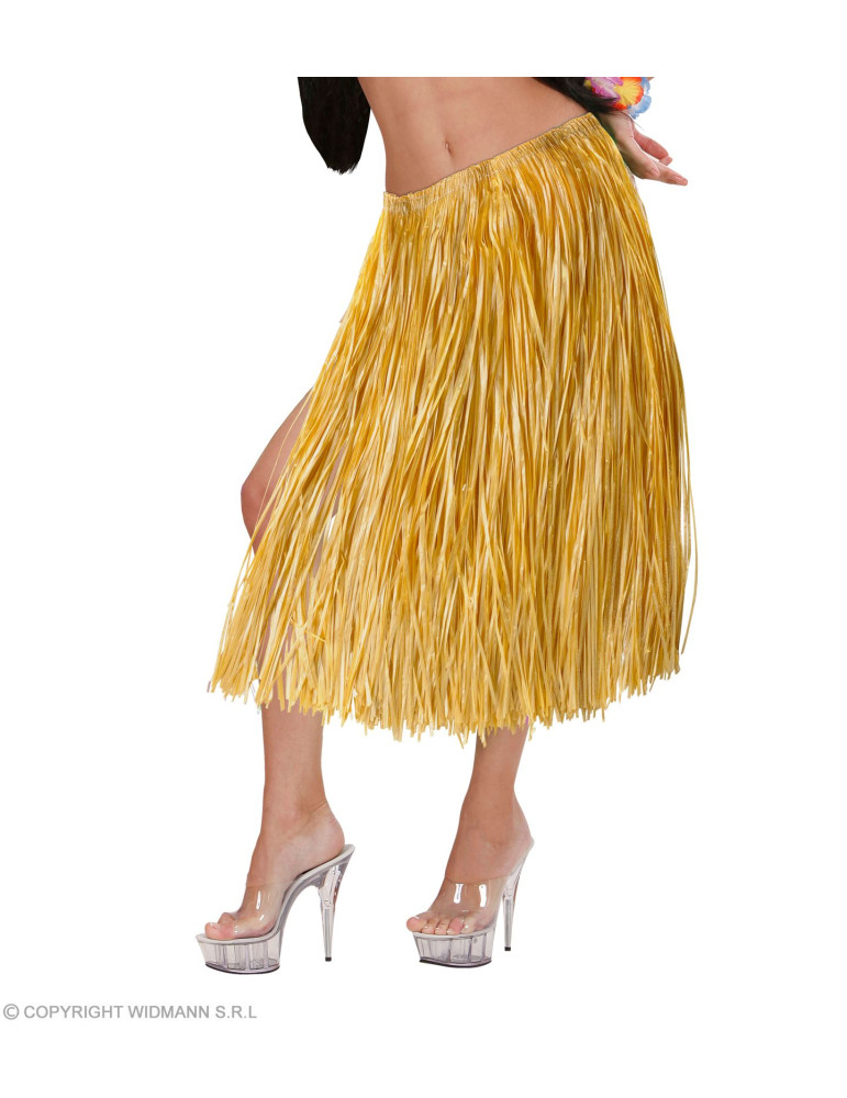 Straw color Hawaiian skirt, 75 cm