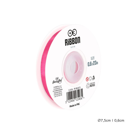 Satīna lente tumši rozā 6mm, 23m