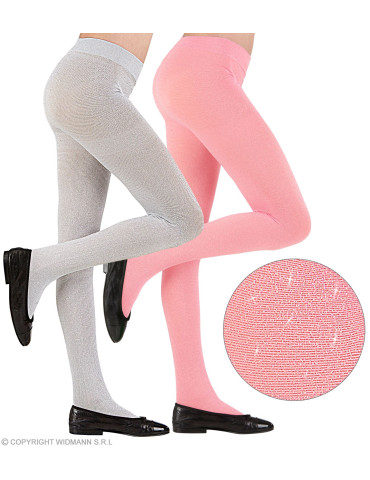 Tights for children 40 DEN pink with glitter, 7-10 year