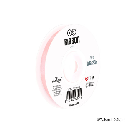 Satīna lente gaiši rozā 6mm, 23m