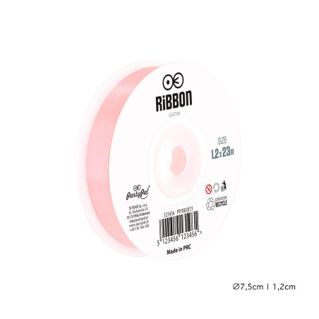 Satīna lente gaiši rozā 12mm, 23m