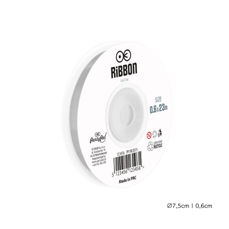 Satīna lente pelēka 6mm, 23m