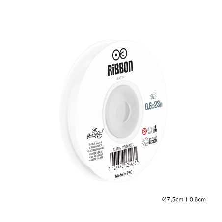 Satin ribbon white 6mm, 23m