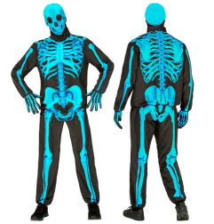 Skeleton costume neon blue, S-XL