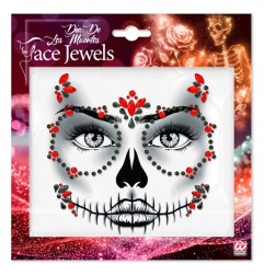 Face jewels - Dia de los muertos red & black