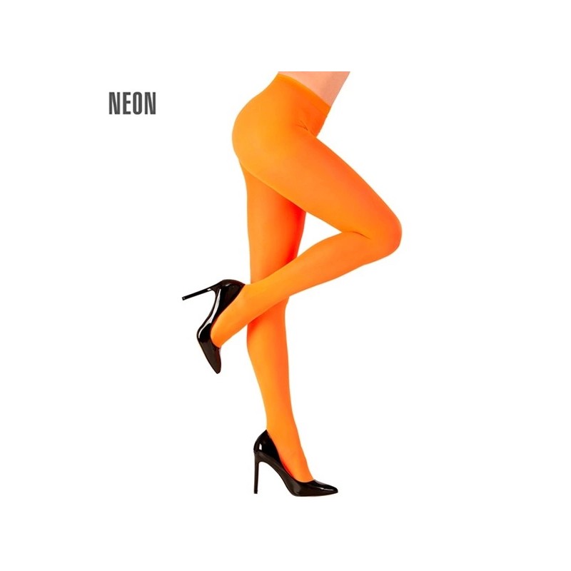 Tights women's 40 den neon orange UV glow, M-XL Women's neon orange 40 den fluorescent tights