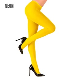 Women's 40 DEN neon yellow fluorescent tights, suitable for costumes, parties and stage roles