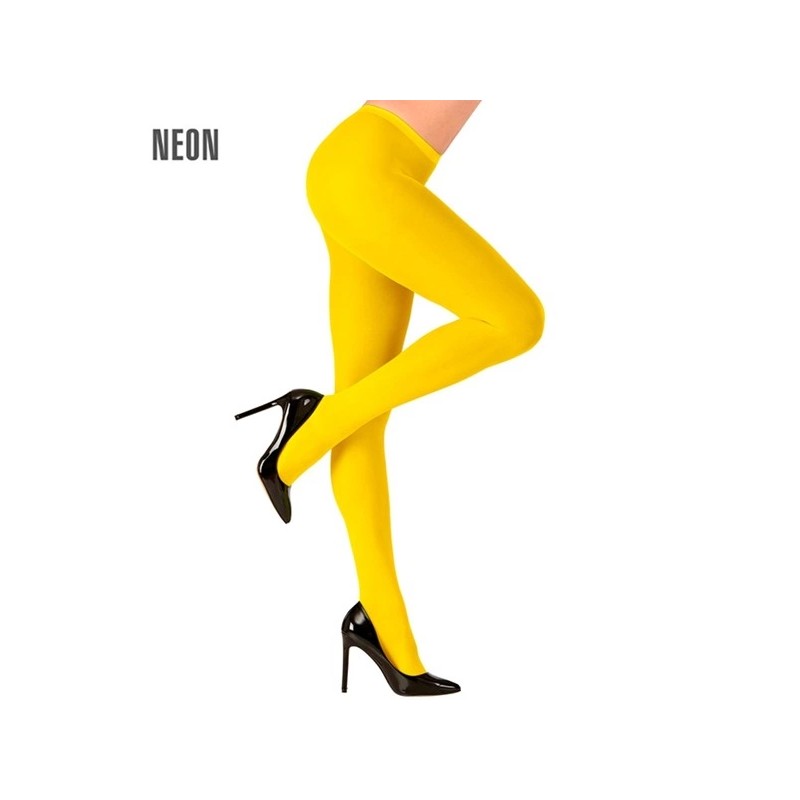 Tights women's 40 den neon yellow UV glow, M-XL Women's 40 DEN neon yellow fluorescent tights, suitable for costumes, parties and stage roles