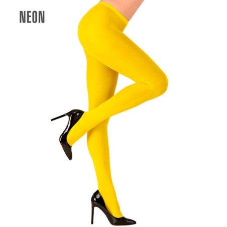 Women's 40 DEN neon yellow fluorescent tights, suitable for costumes, parties and stage roles