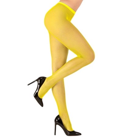Fishnet tights neon yelleow UV glow, standard
