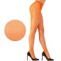 Fishnet tights neon orange UV glow, standard Neon orange fluorescent fishnet tights, standard size, women's party and costume accessory