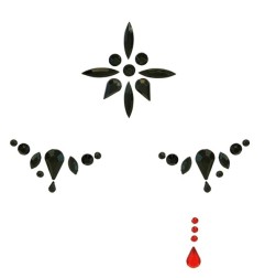 A vampire-style crystal face sticker arranged in a dramatic and gothic design.