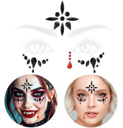Crystal face sticker in vampire style - face makeup for creating different looks.