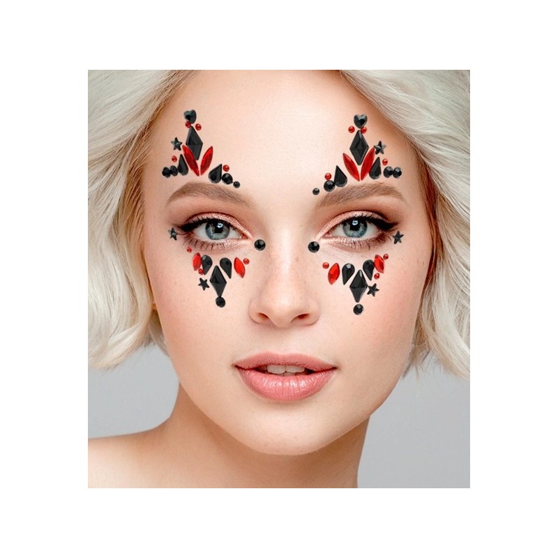 Self-adhesive face crystals Harley for bright party makeup on the model's face