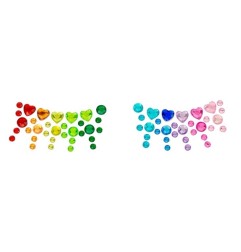 Crystal face sticker in rainbow colors with colorful heart stones