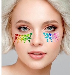 Crystal face sticker Rainbow with colorful heart stones