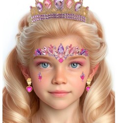 Crystal face sticker for a princess image in pink tones
