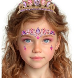 Crystal face sticker for a princess image in pink tones