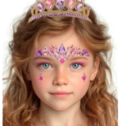 Kristālu sejas uzlīme princeses tēlam rozā toņos