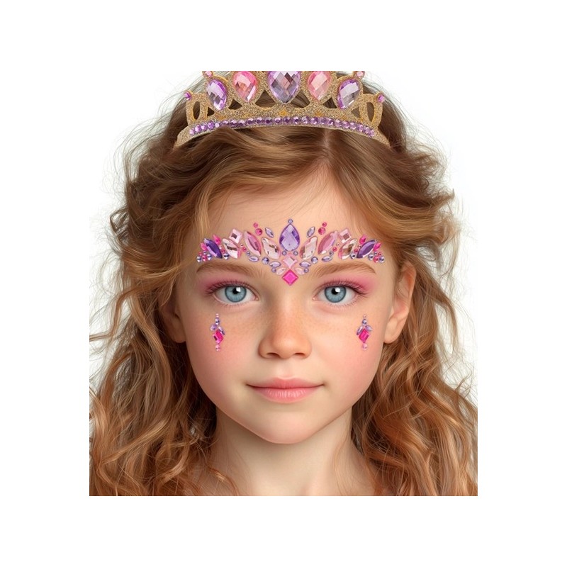 Crystal face sticker for a princess image in pink tones