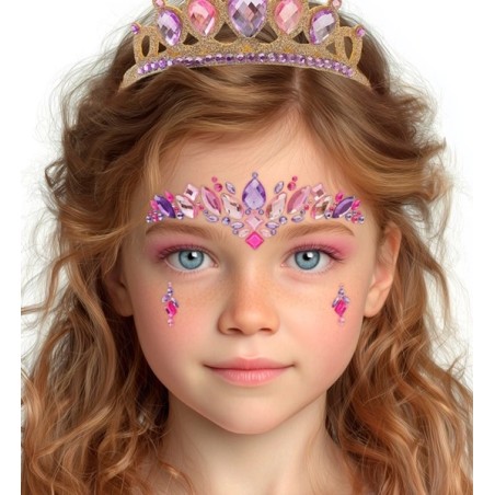 Kristālu sejas uzlīme princeses tēlam rozā toņos