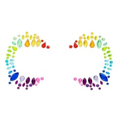 Crystal face sticker with rainbow accents, arranged in a decorative, royal pattern