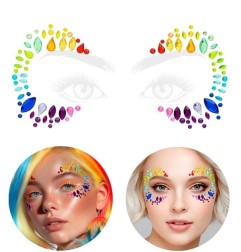 Crystal face sticker with rainbow accents, arranged in a decorative, royal pattern