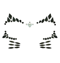 Crystal face sticker in the shape of a cat with glittering rhinestones, arranged in a decorative cat face pattern.