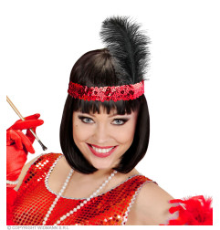 Headband with a red feather