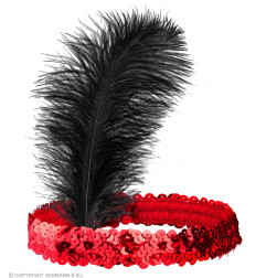 Headband with a red feather