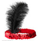 Headband with a red feather