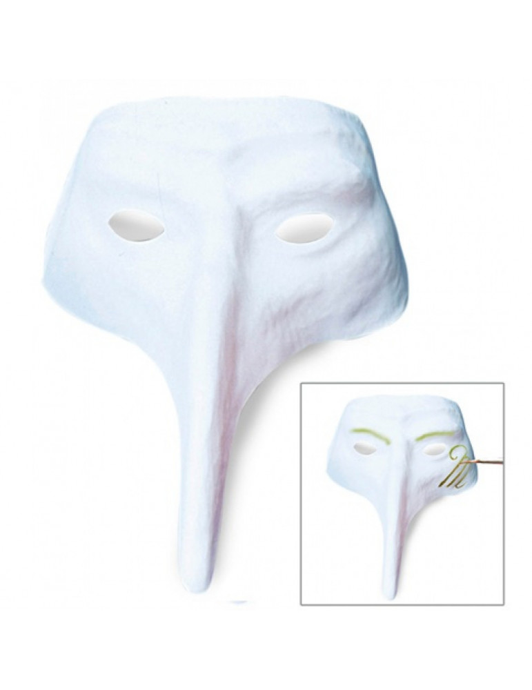 Venēciešu maska balta ar garu degunu