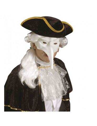 Venēciešu maska balta ar garu degunu