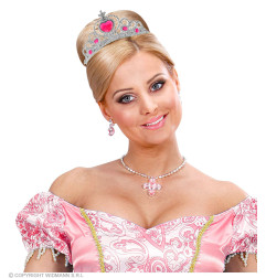 Silver tiara with pink stones