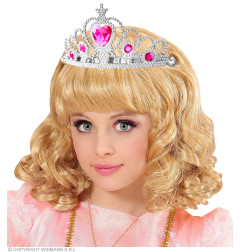 Silver tiara with pink stones