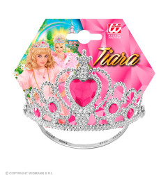 Silver tiara with pink stones
