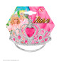 Silver tiara with pink stones