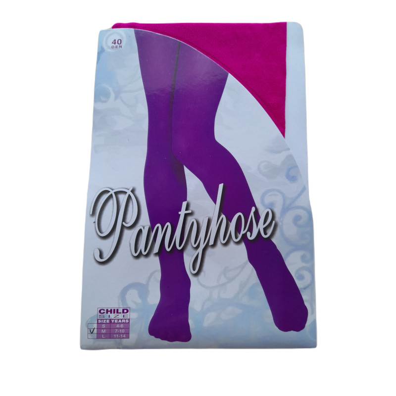 Purple 40 DEN children's tights for girls aged 7 to 10 in a pack