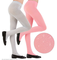 Children's tights 40 DEN pink with shine, 7-10 years
