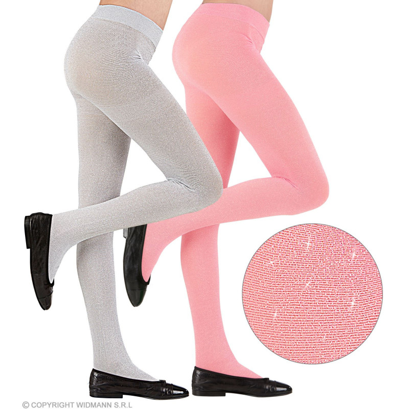 Children's tights 40 DEN pink with shine, 7-10 years