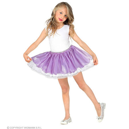 Satin Tutu Skirt for Girls, Lilac/White