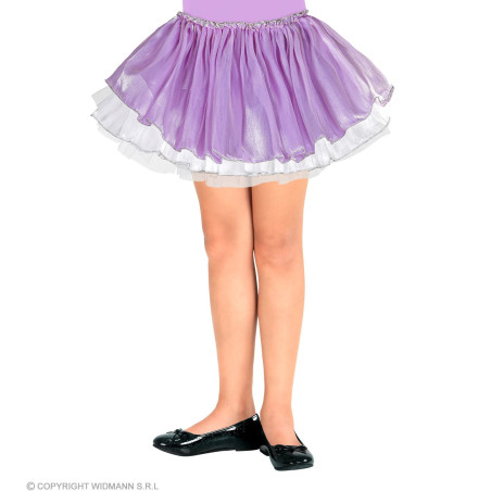 Satin Tutu Skirt for Girls, Lilac/White