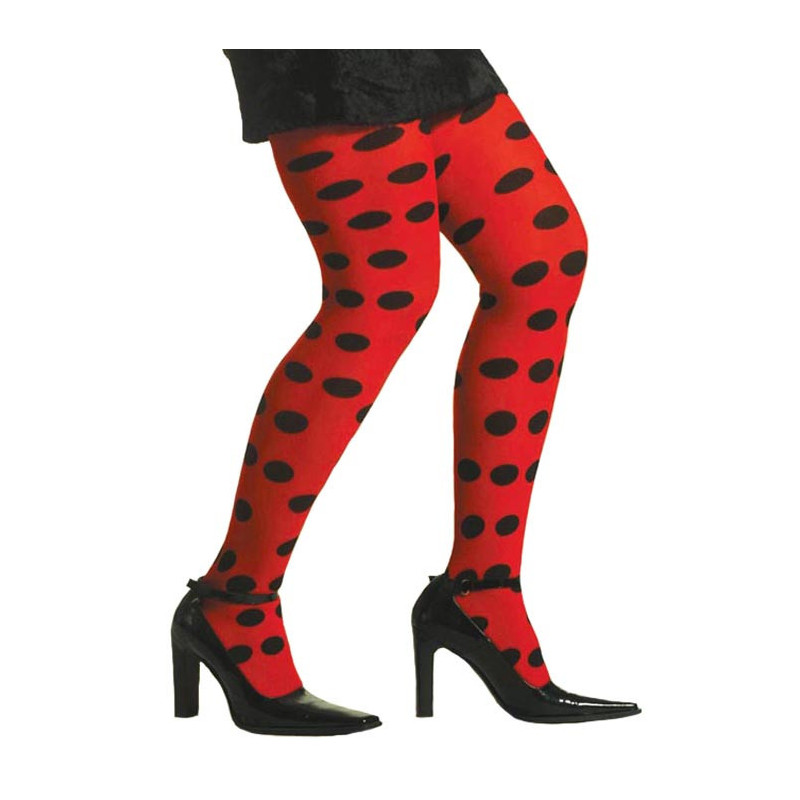 Women's tights 70 den red with black dots