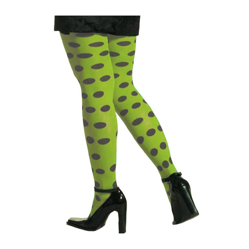 Tights women's 70 den neon green with black dots